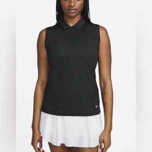 NWT Nike Women's Dri-Fit Victory Black Sleeveless Golf Polo